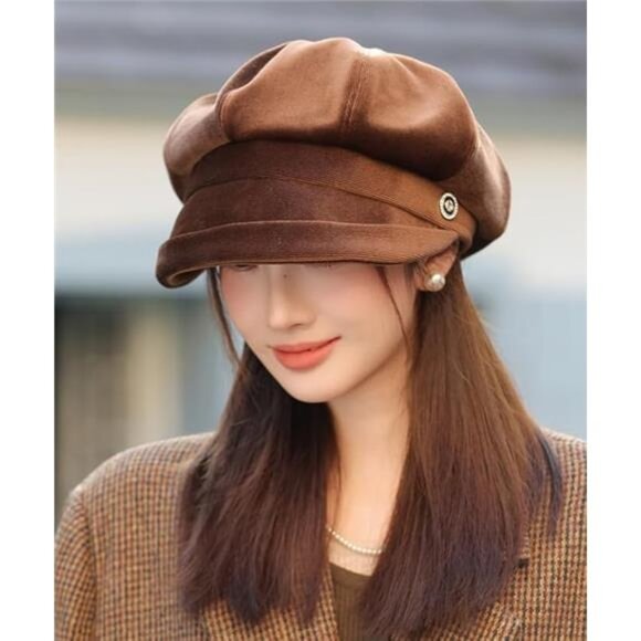 Women\'s Newsboy Cap with Visor Fall Beret Hat